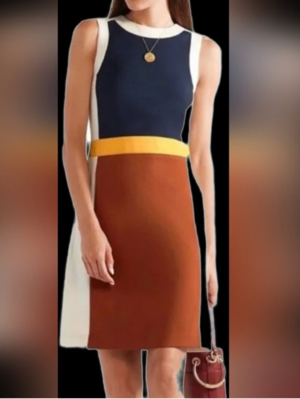 Tory Burch MIA colorblock knee length dress like new size M